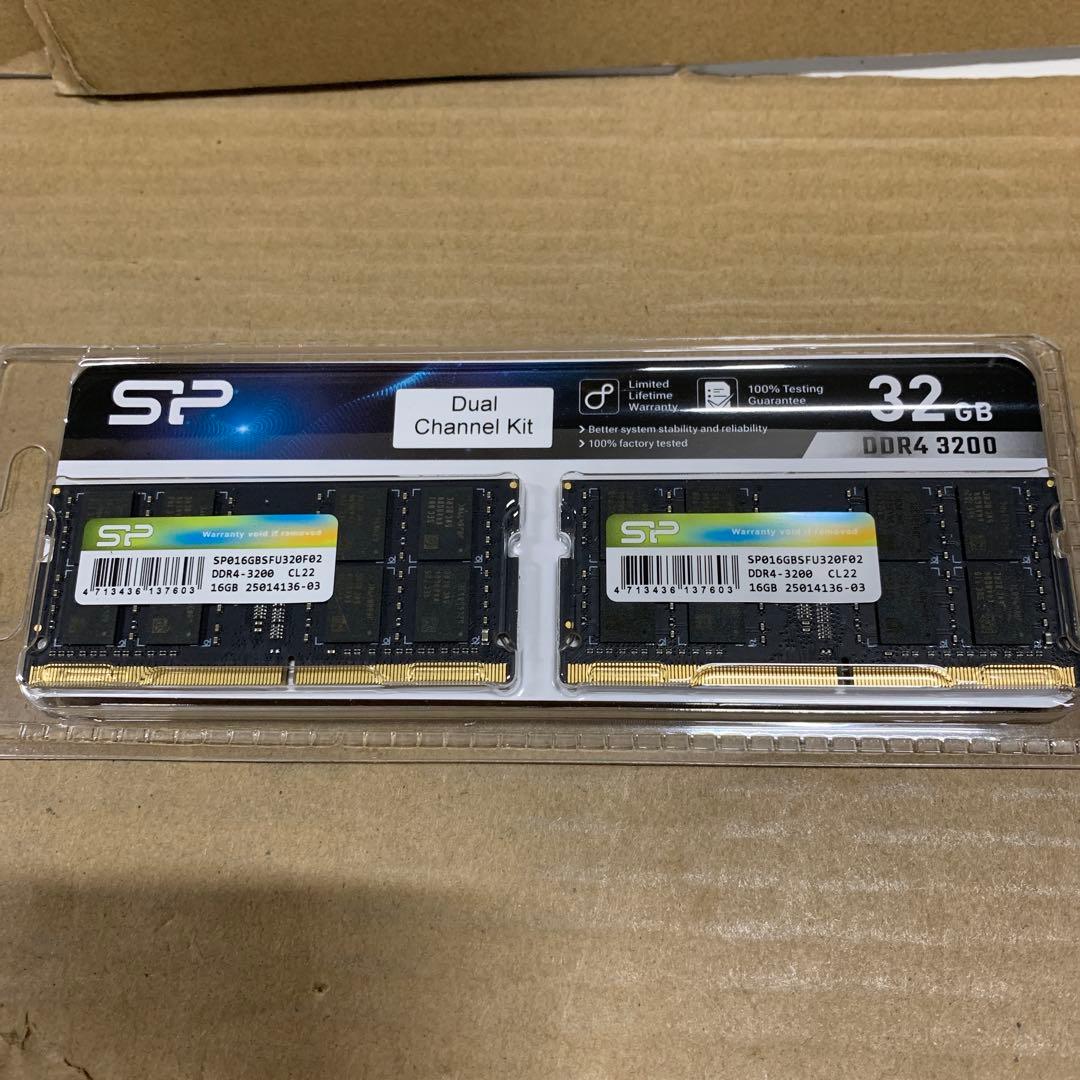 新品未開封　ddr4-3200 32GBノート用メモリ16GB２枚