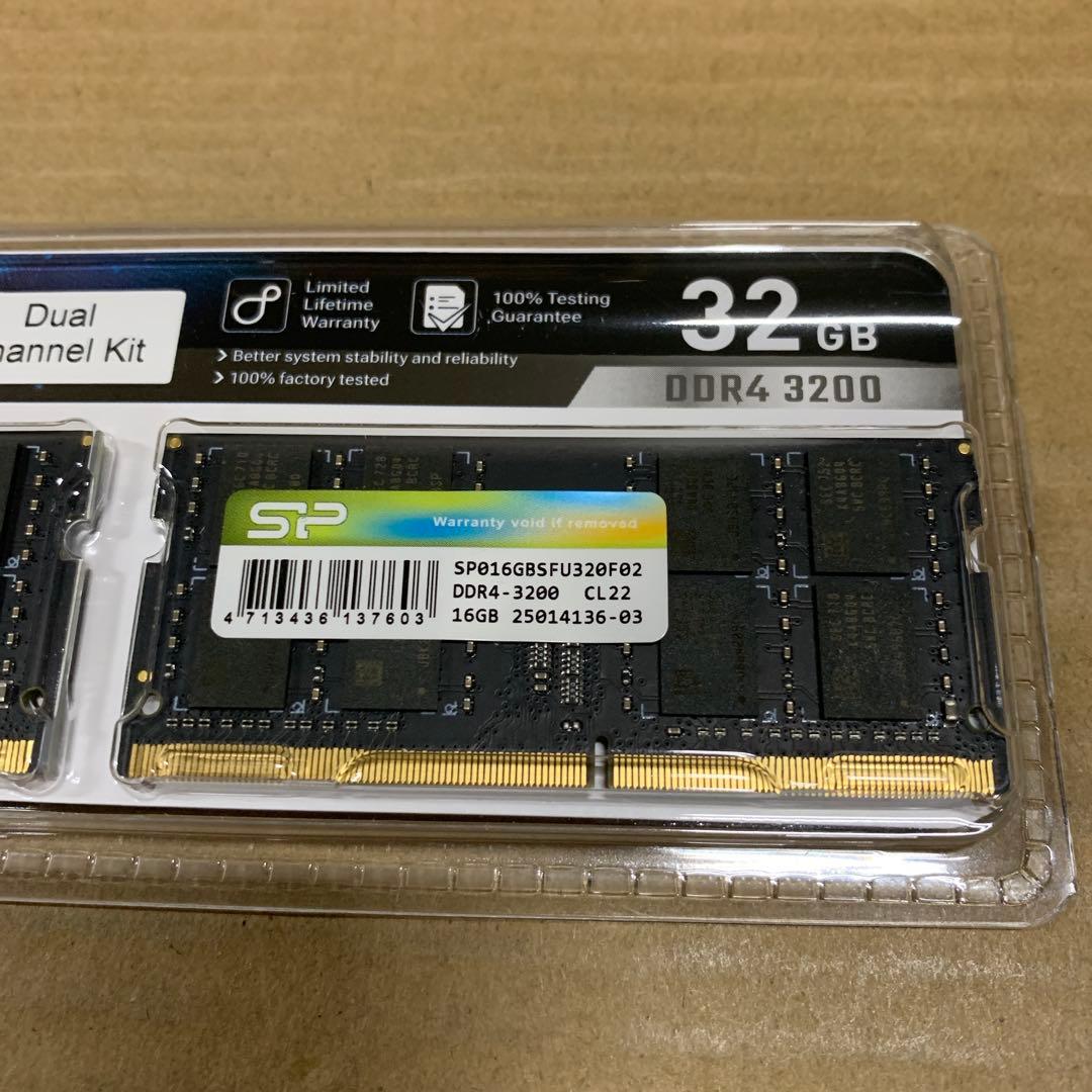 新品未開封　ddr4-3200 32GBノート用メモリ16GB２枚