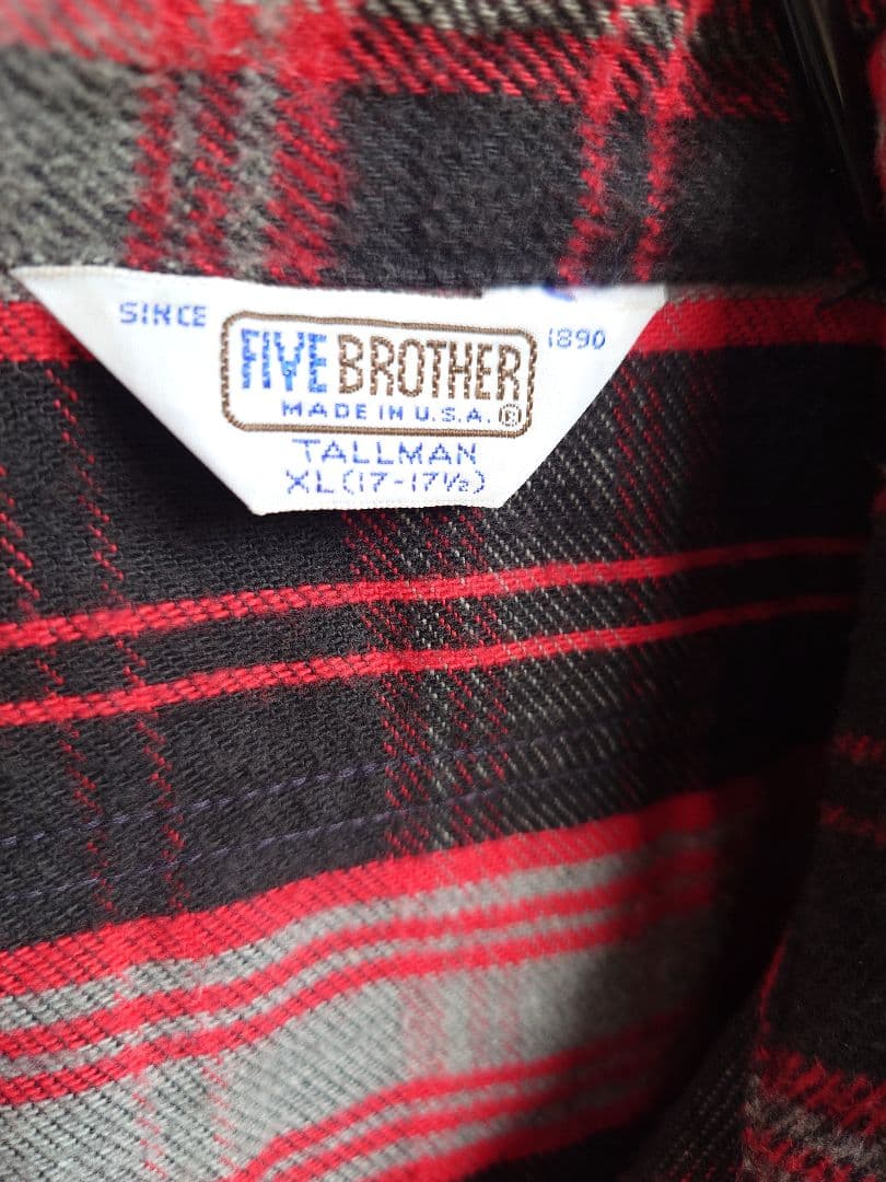 p*7様 FIVE BROTHER ネルシャツ XL TALL USA製