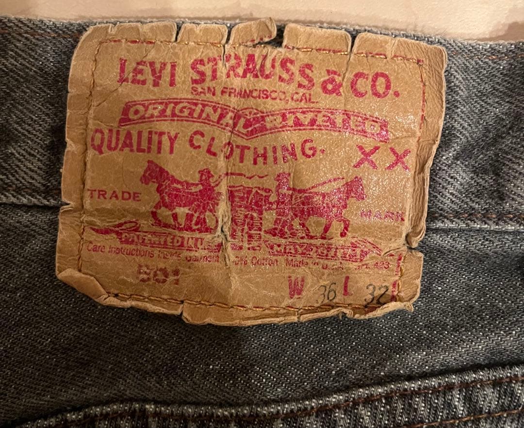 【希少】USA製 リーバイス 501 先染め ブラックデニム W36 L32