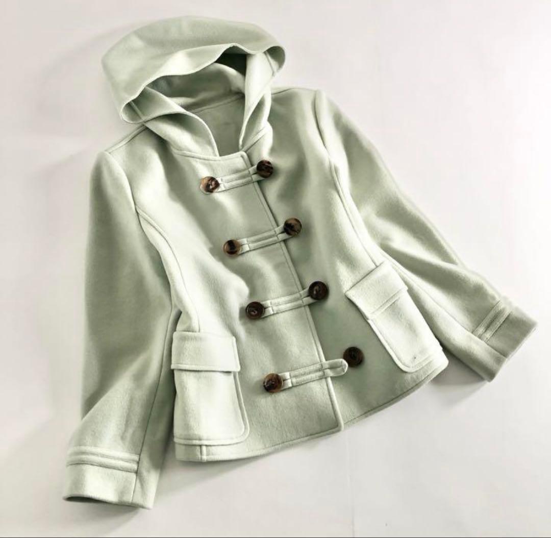 FOXEY カシミヤ100% ダッフルコート ショート丈 フード付 40