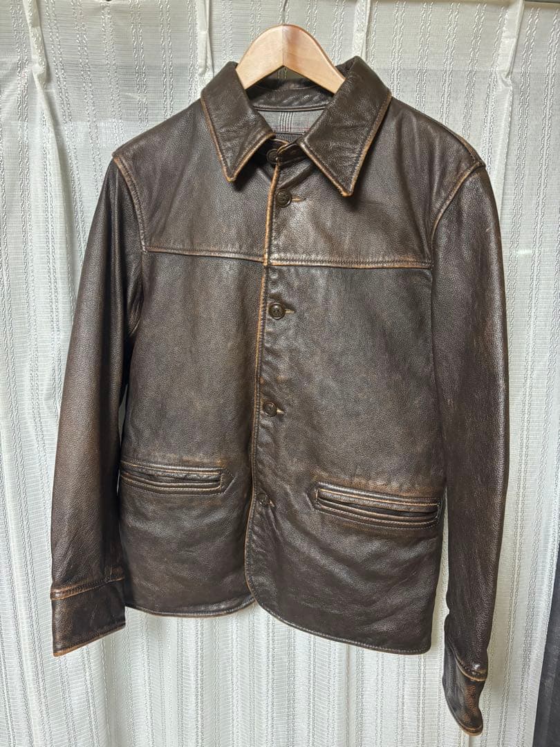 カーコート レザー 牛革 ブラウン ヴィンテージ 古着 キムタク RR