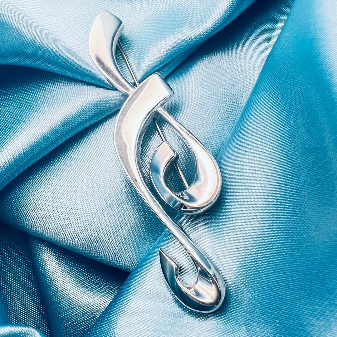 美品　レア　ティファニー　音符　ブローチ　ト音記号　シルバー