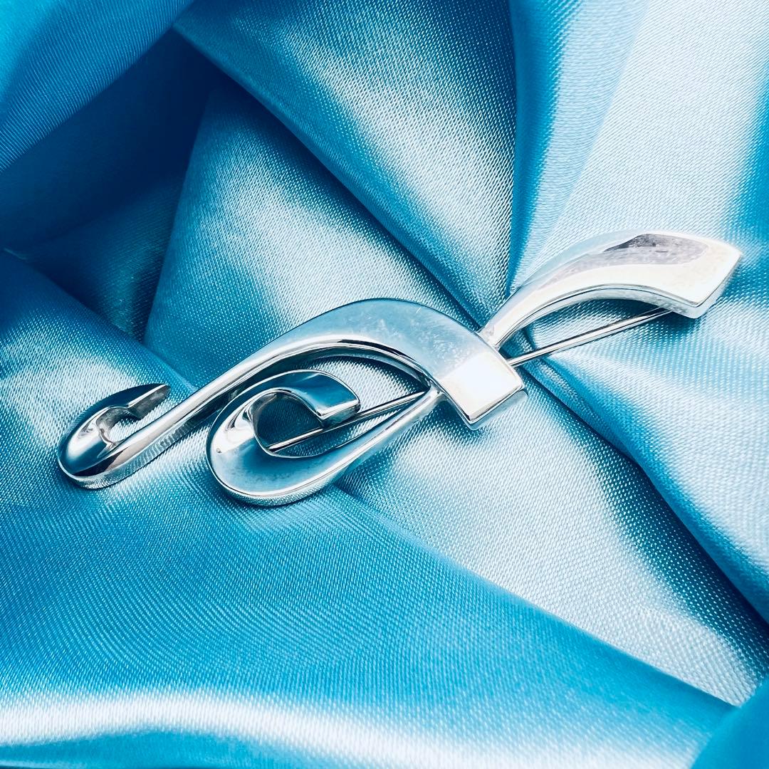 美品　レア　ティファニー　音符　ブローチ　ト音記号　シルバー