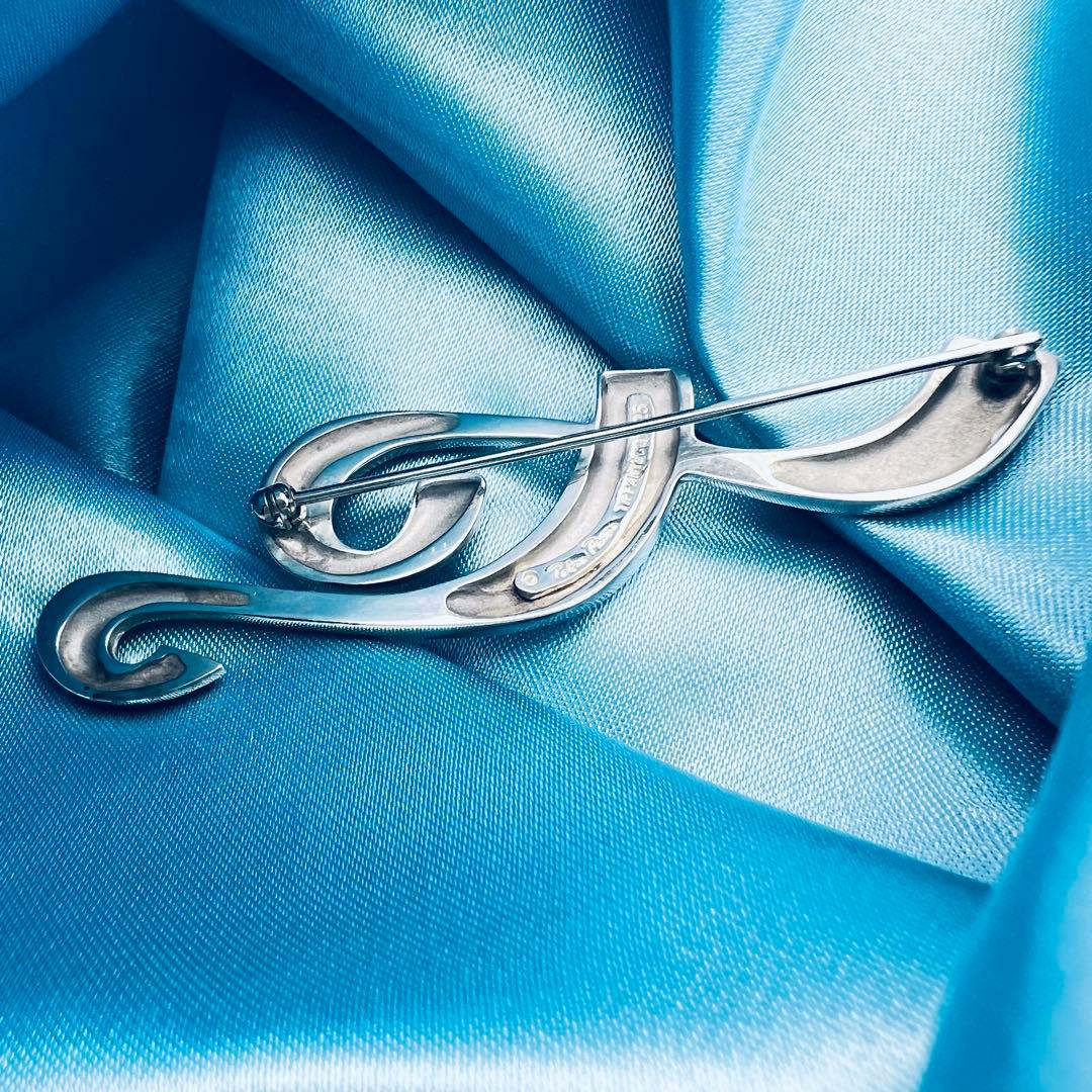 美品　レア　ティファニー　音符　ブローチ　ト音記号　シルバー