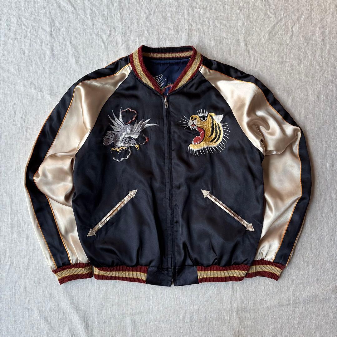 TAILOR 東洋 サテン リバーシブルスカジャン 虎×鷹 刺繍 TT10625