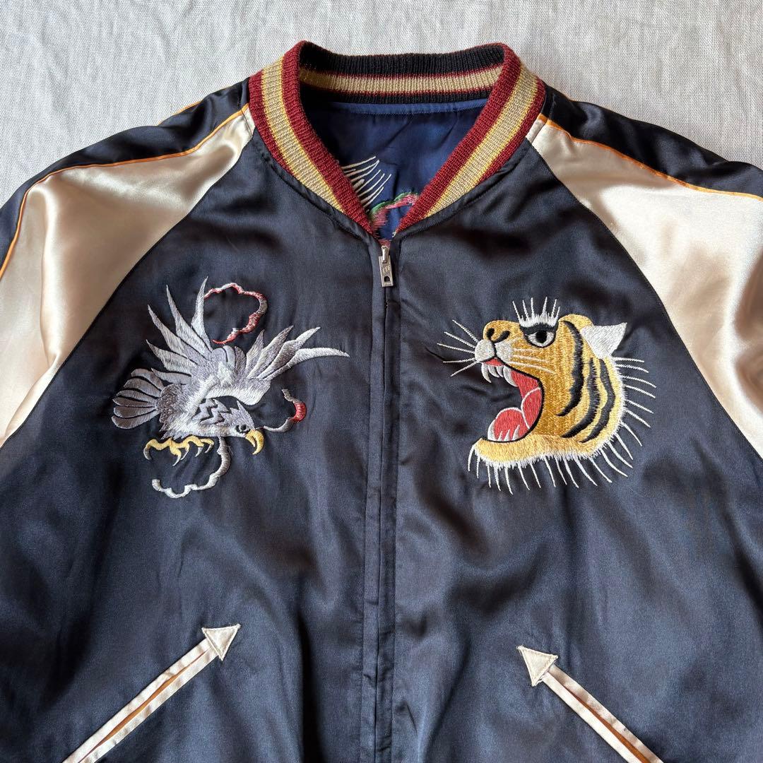 TAILOR 東洋 サテン リバーシブルスカジャン 虎×鷹 刺繍 TT10625