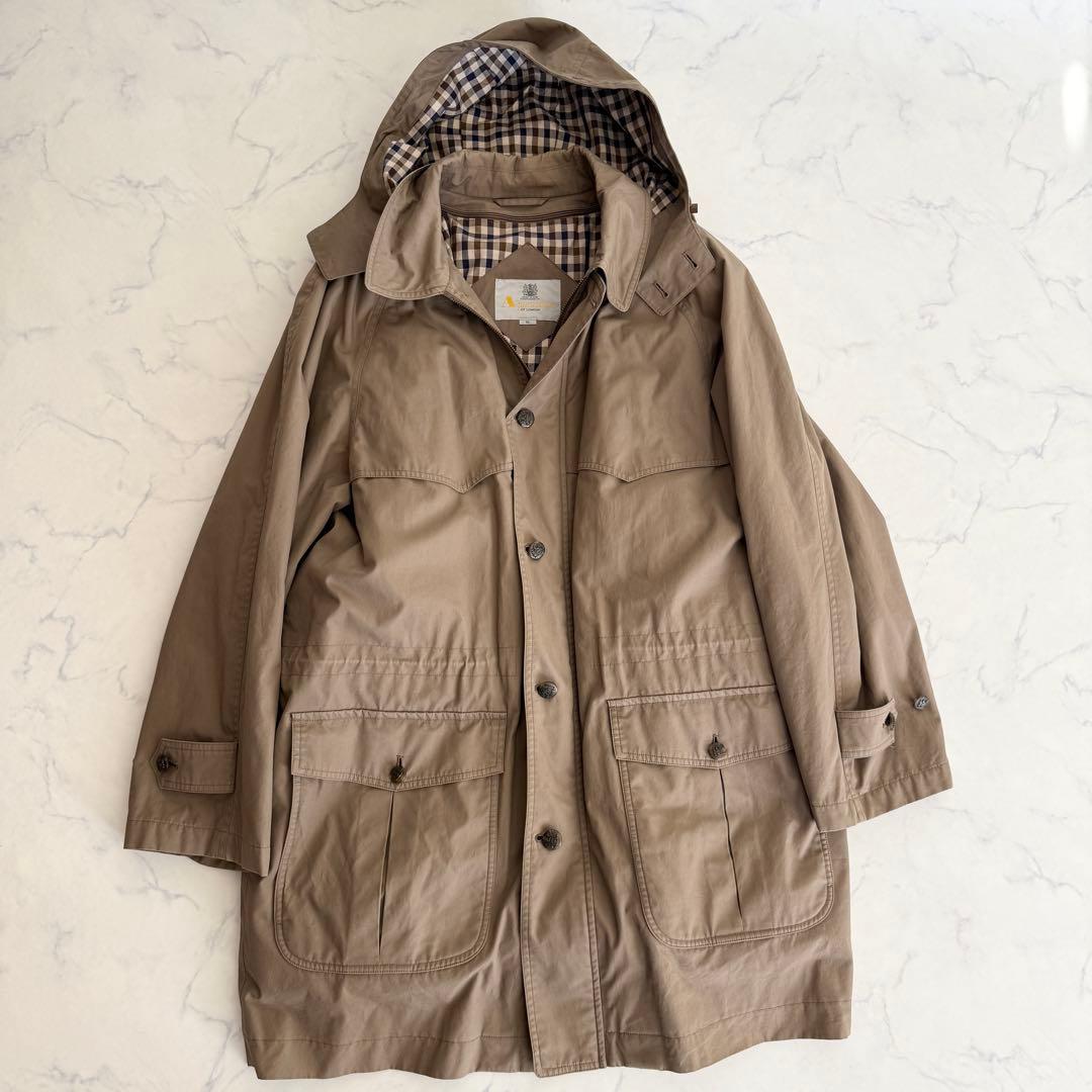 【美品】　アクアスキュータム モッズコート ライナー 裏地チェック ダウンコート