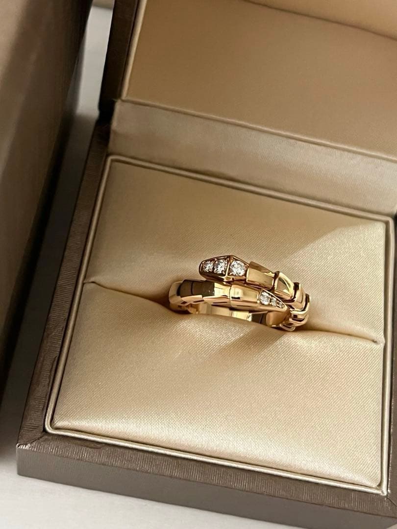 美品 BVLGARI セルペンティ PG リング Mサイズ51-53 ダイヤ