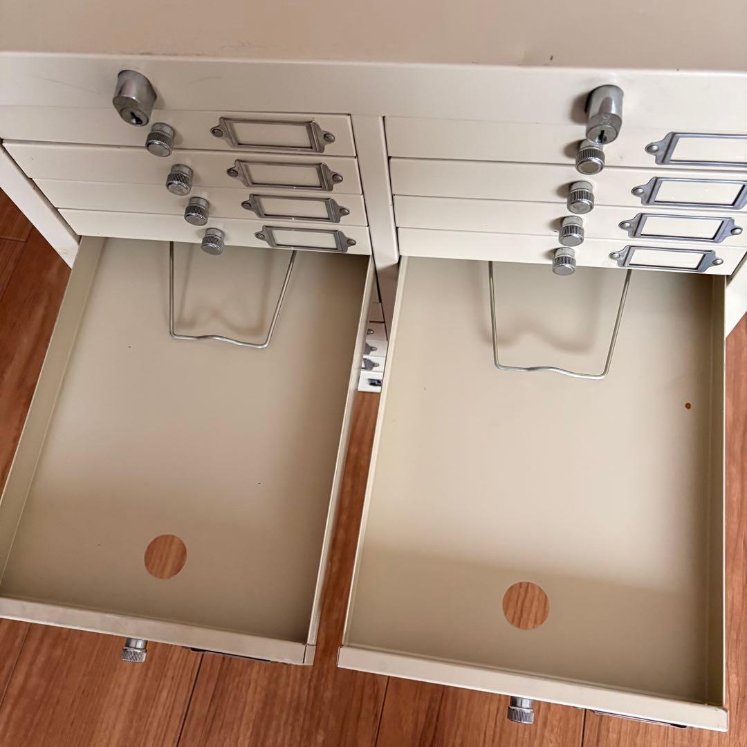 ヴィンテージ plusスチール製　引出し　 左右10段 古道具　収納　小物入