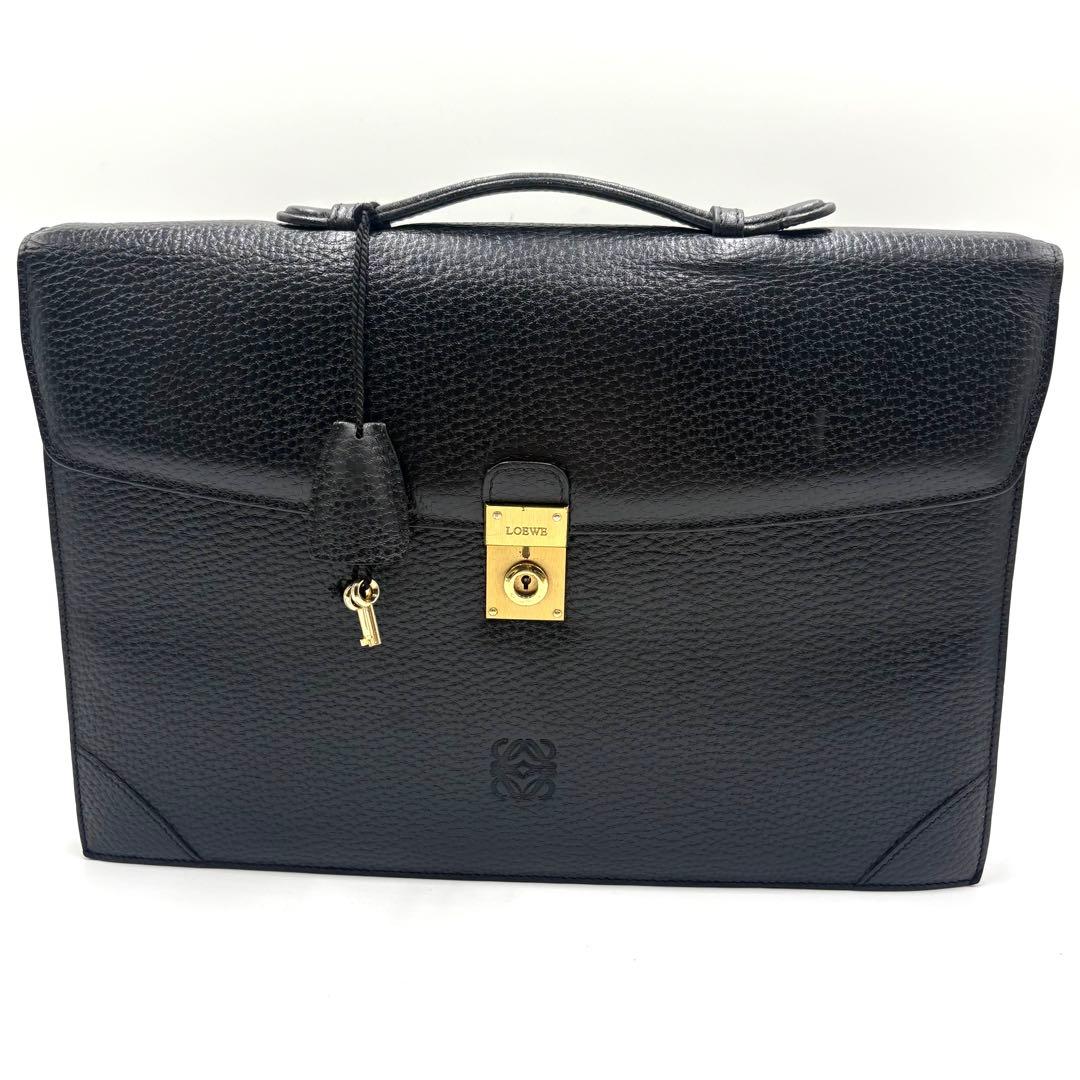 【良品✨】LOEWE ロエベ　ハンドバッグ　ビジネスバッグ　アナグラム　鍵　黒