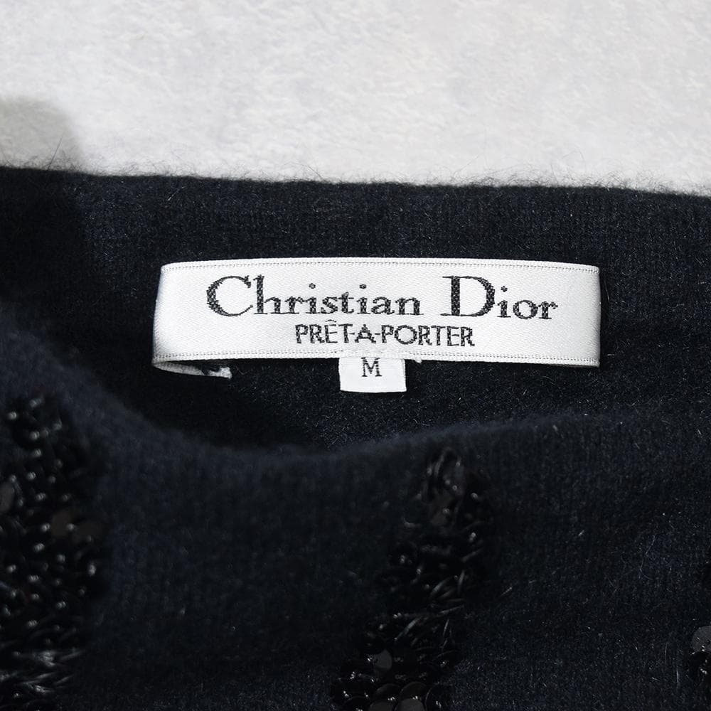 80s Christian Dior ディオール スパンコール リボン ニット
