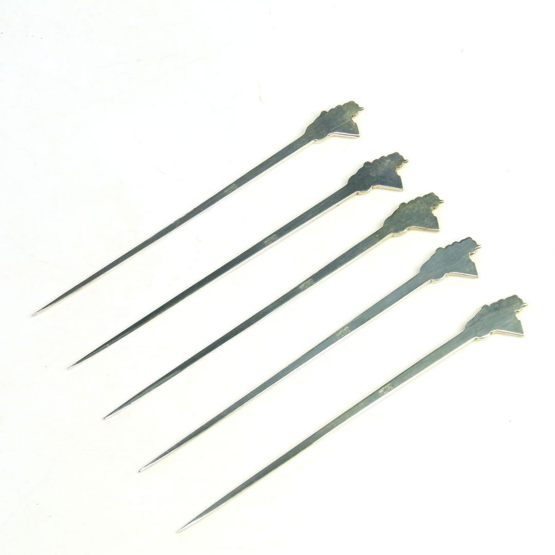 ◆銀製 フルーツピック 5本セット◆総重量27g◆銀製刻印あり◆菓子楊枝◆