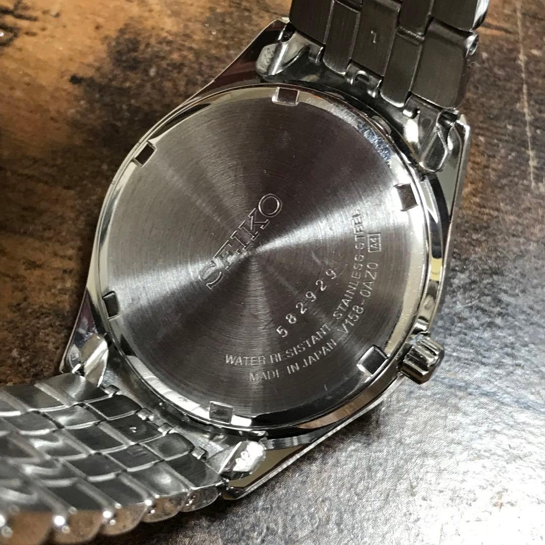 SEIKO V158-0AZ0 made JAPAN 防水ソーラー メンズ腕時計