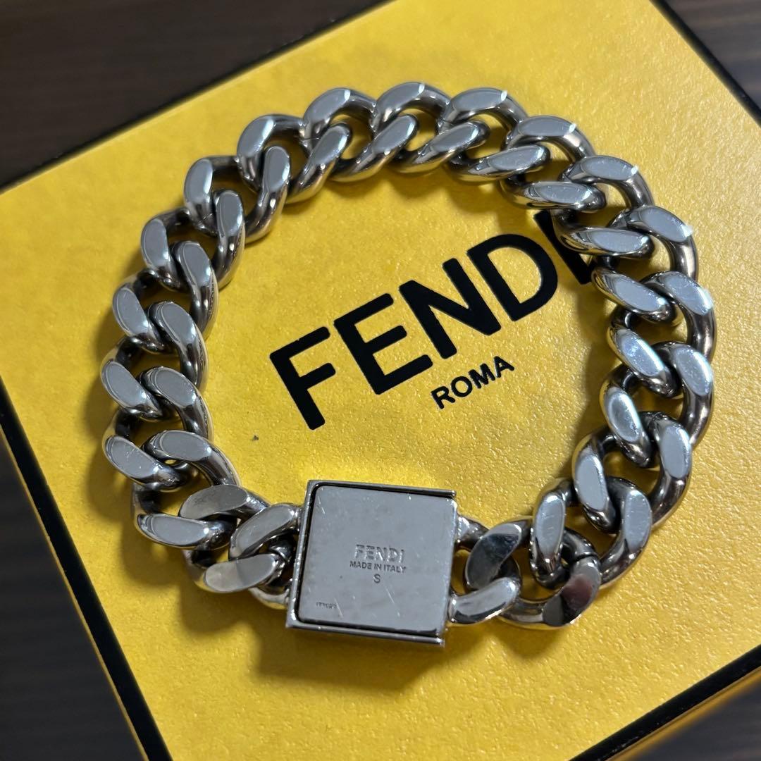 ［美品］フェンディ　FFロゴ　喜平　チェーンブレスレット　パラジウム＆ゴールド