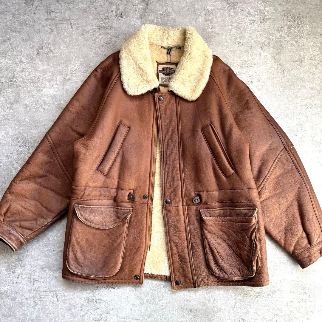 【超希少レア】名作 80s リアルレザームートン B-3 ジャケット