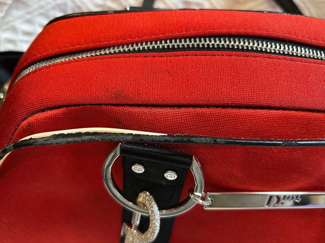 ゆ*ー様 クリスチャンディオール ハンドバッグ ショルダーバッグ 赤 ラインスト