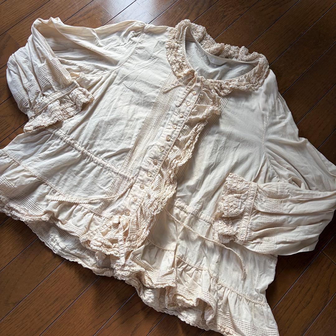 PINK HOUSE ピンクハウス　タックブラウス