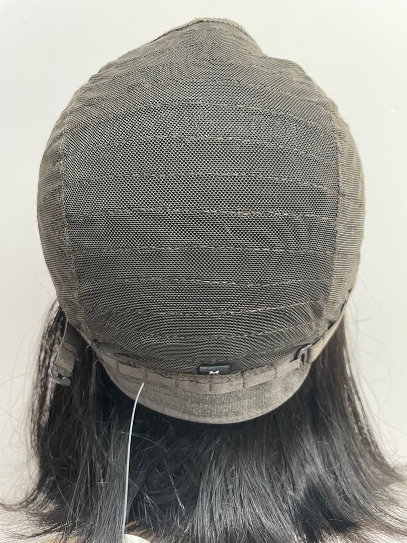 医療ウィッグフルウィッグ人毛100%鎖骨ミディアムロングストレートナ　ブラック