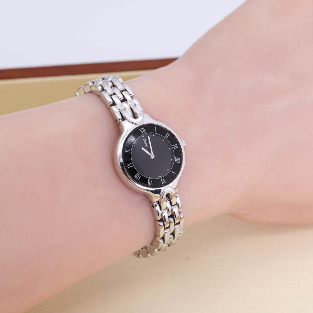 稼働 イヴサンローラン 腕時計 ローマン レディース 新品電池 2529