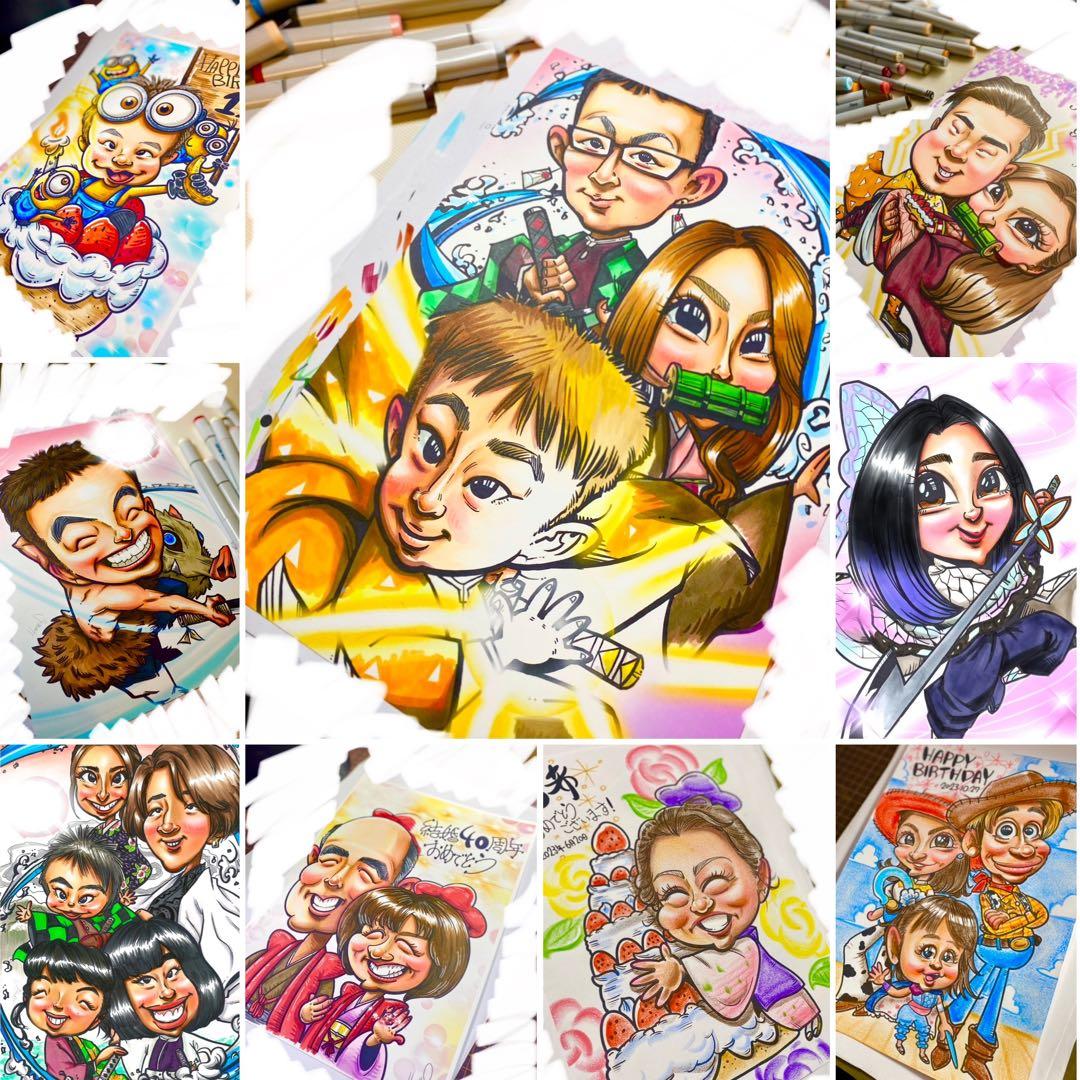 世界で1枚の手描きのオーダーメイド似顔絵★大人数ok★アレンジok