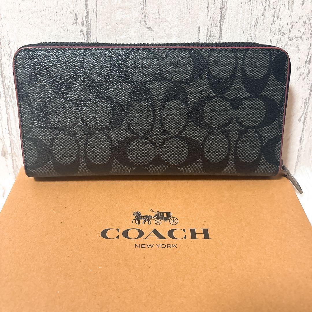 早い者勝ち✨新品未使用✨COACH メンズ　シグネチャー柄　長財布