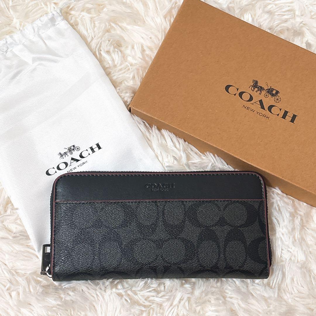 早い者勝ち✨新品未使用✨COACH メンズ　シグネチャー柄　長財布