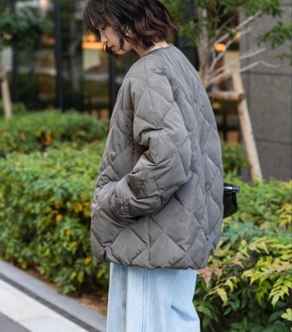 アーバンリサーチ　『WEB限定』コクーンキルティングダウン　カーキグレー