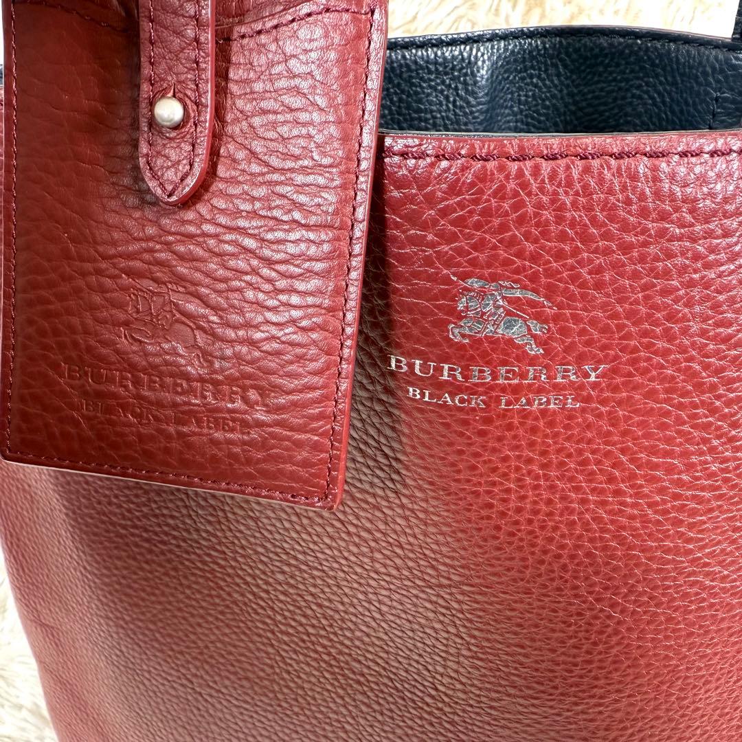 バーバリーブラックレーベル リバーシブル レザー トートバッグ A4可 通勤通学