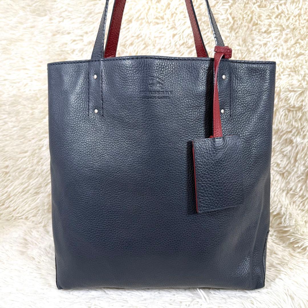 バーバリーブラックレーベル リバーシブル レザー トートバッグ A4可 通勤通学