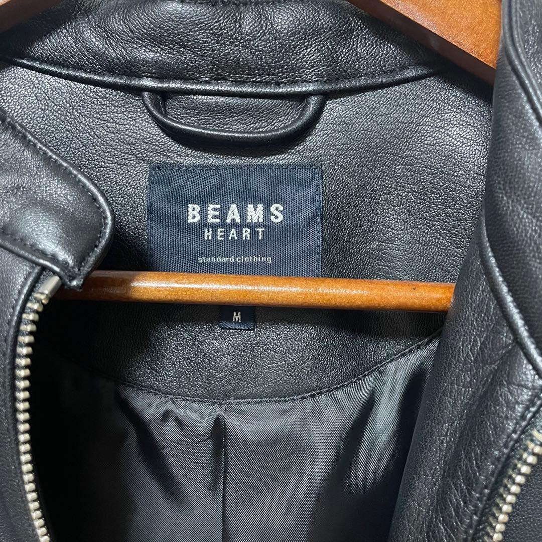 BEAMS ビームス　革ジャン　美品　メンズ　本革　黒　ブラック　羊革