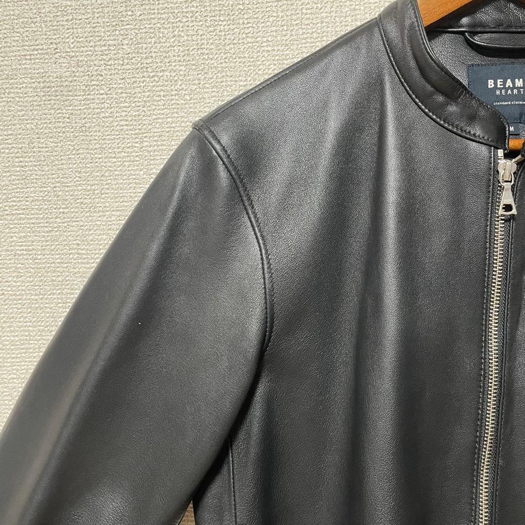 BEAMS ビームス　革ジャン　美品　メンズ　本革　黒　ブラック　羊革