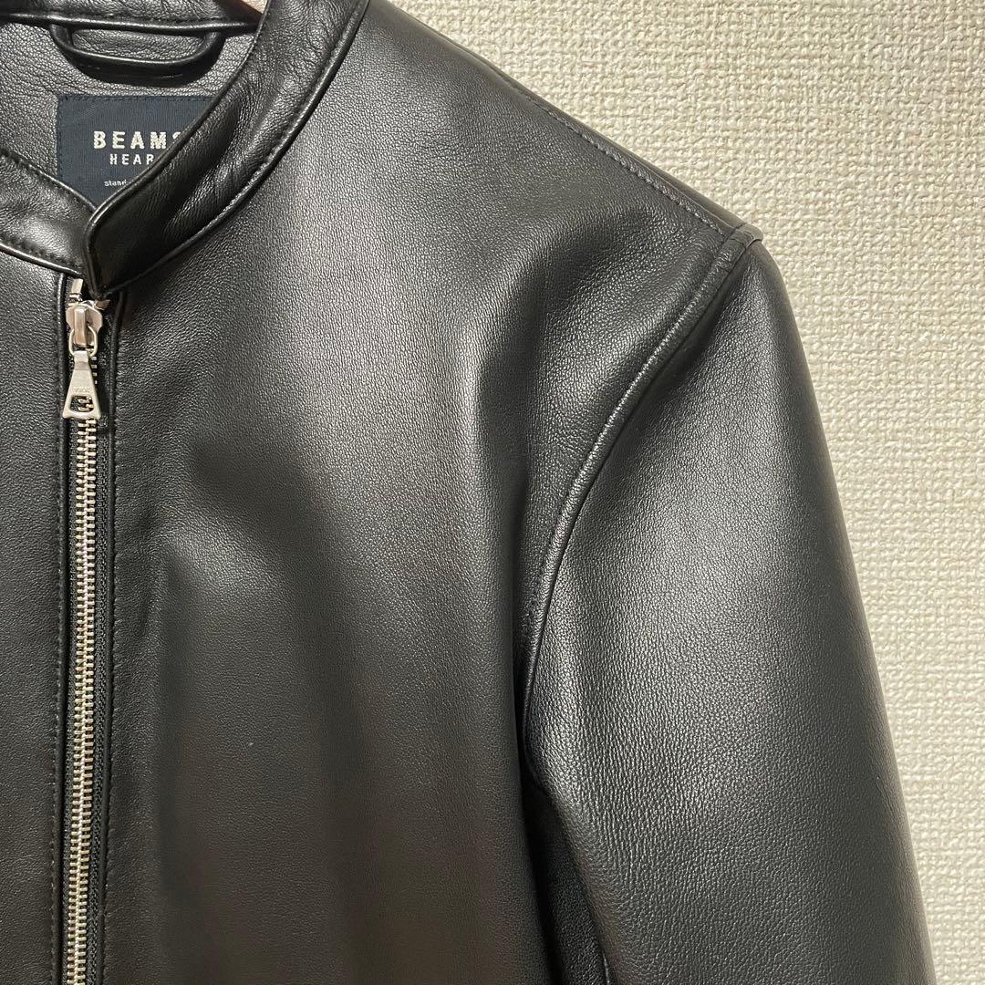 BEAMS ビームス　革ジャン　美品　メンズ　本革　黒　ブラック　羊革