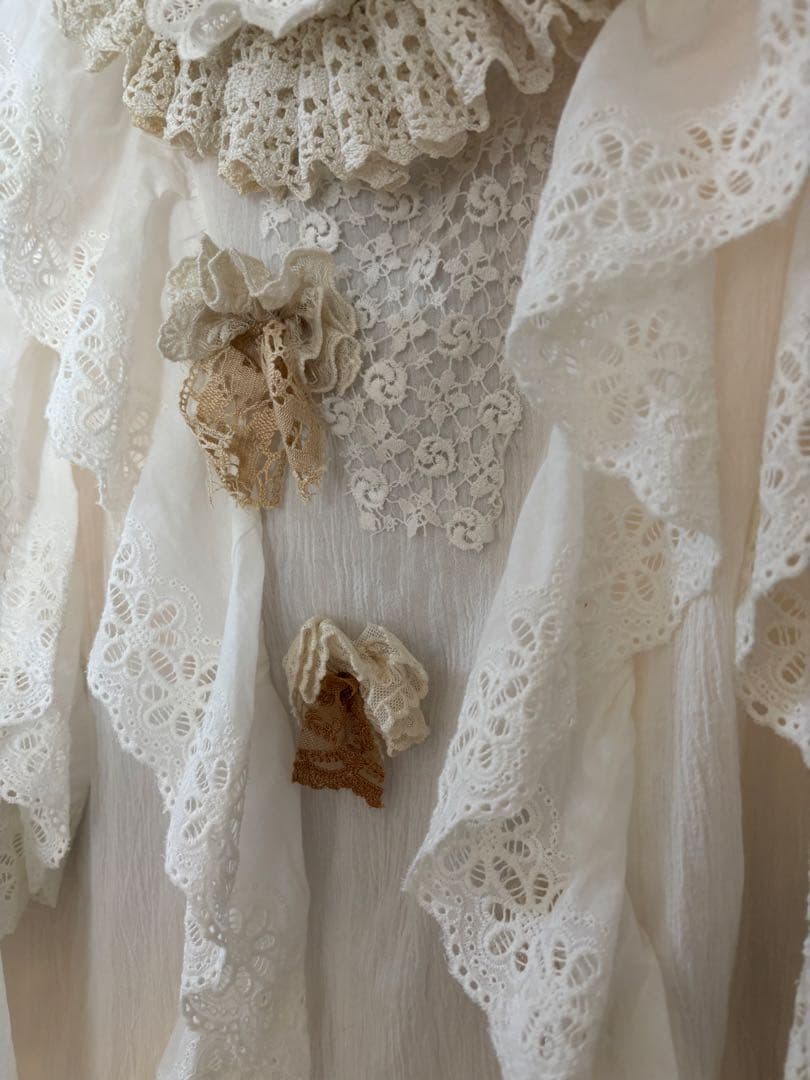 美品✨アンティークレースのブラウス　オートクチュール　コットン100%