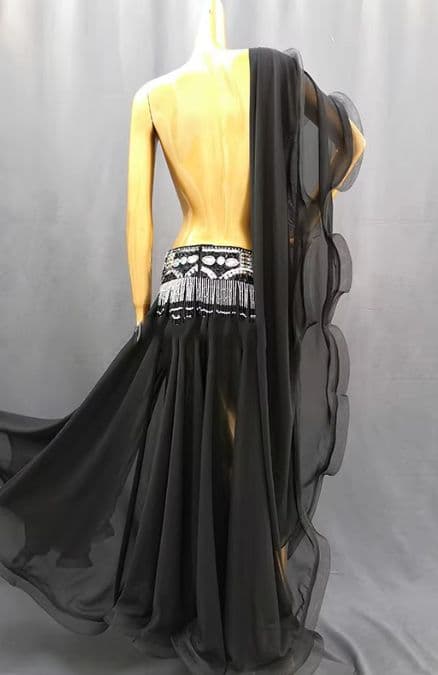 ベリーダンス衣装 ブラスカートベルトセットアップ 白/黒 オーダーメイド