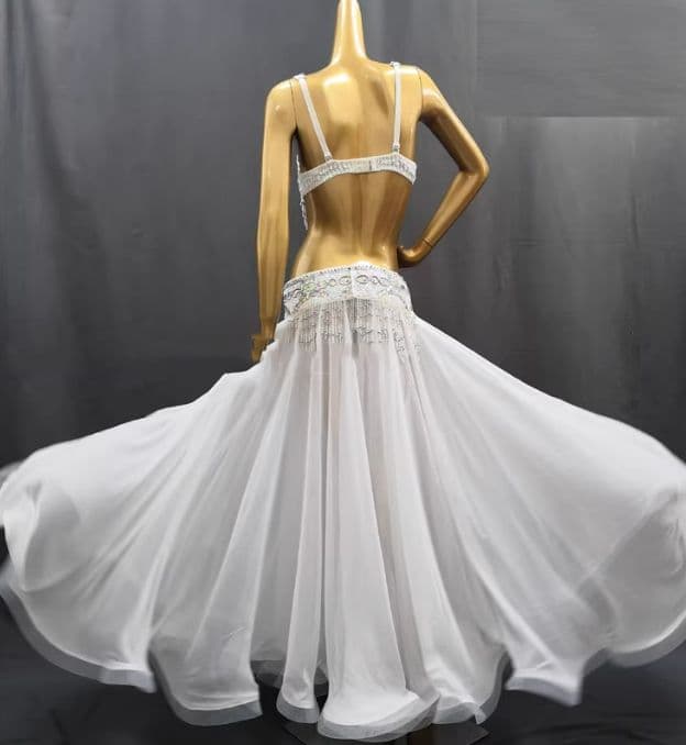 ベリーダンス衣装 ブラスカートベルトセットアップ 白/黒 オーダーメイド