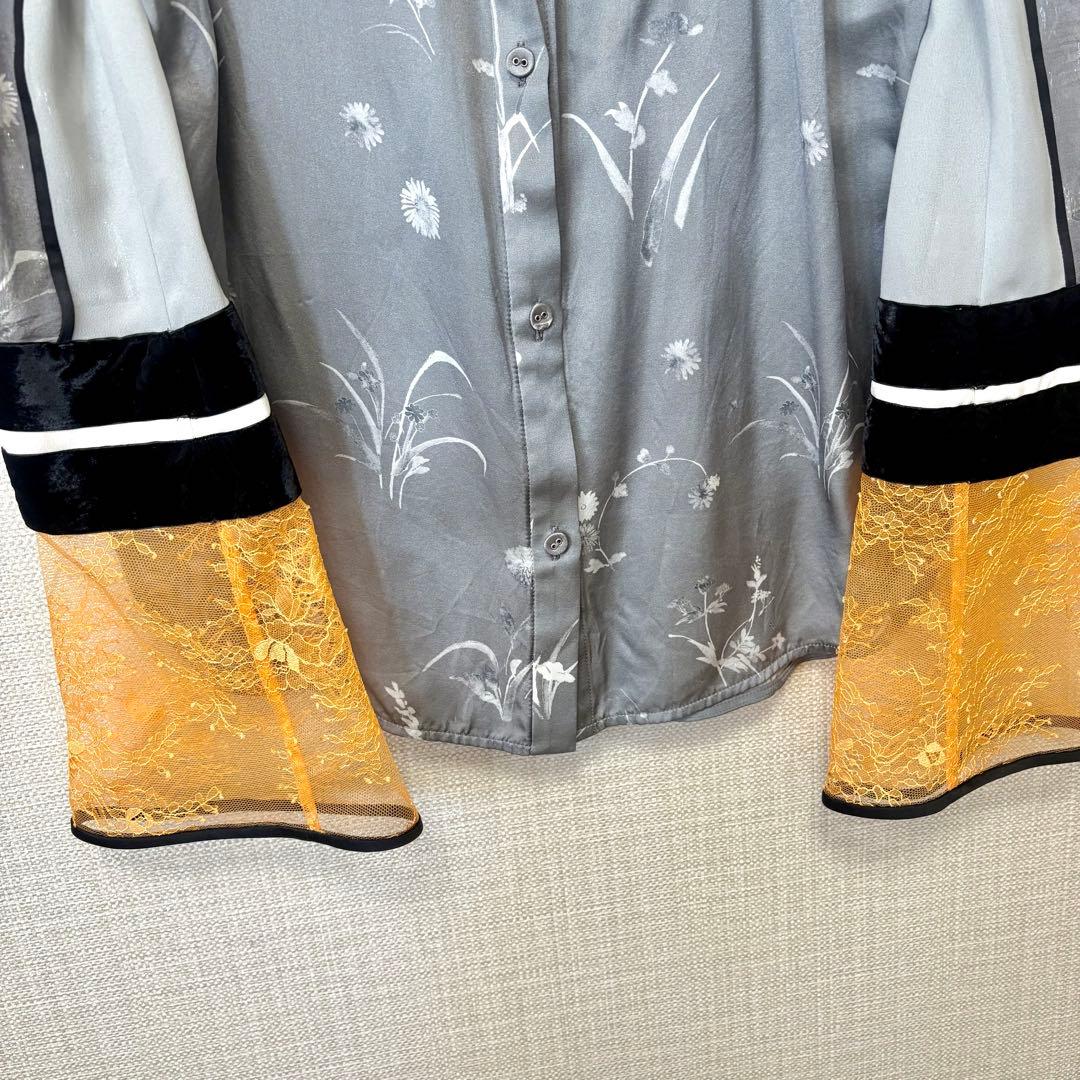 最終値下　19aw Silk Lame Print Sleeves Shirt