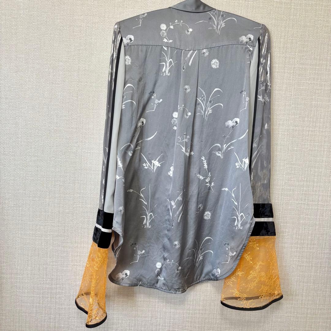 最終値下　19aw Silk Lame Print Sleeves Shirt