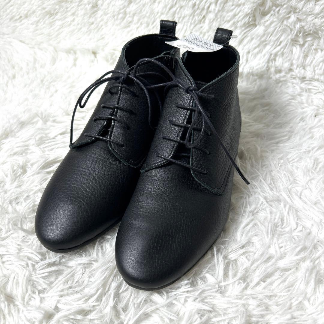 【新品ダグ付き】EN あしながおじさん レザーショートブーツ 24cm ブラック