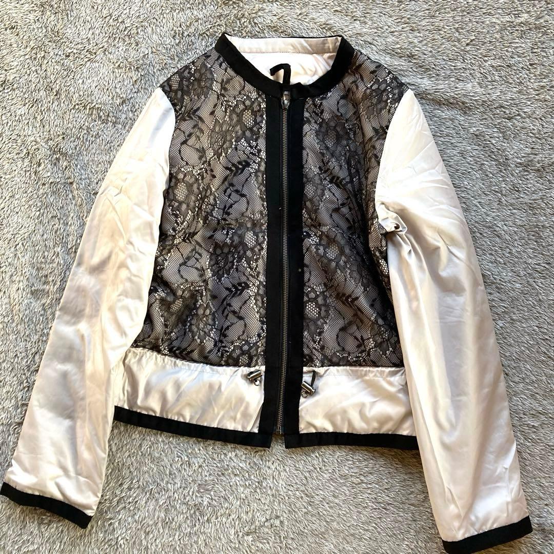 美品 LANVAN ランバン オンブルー　ショートダウン レース リバーシブル