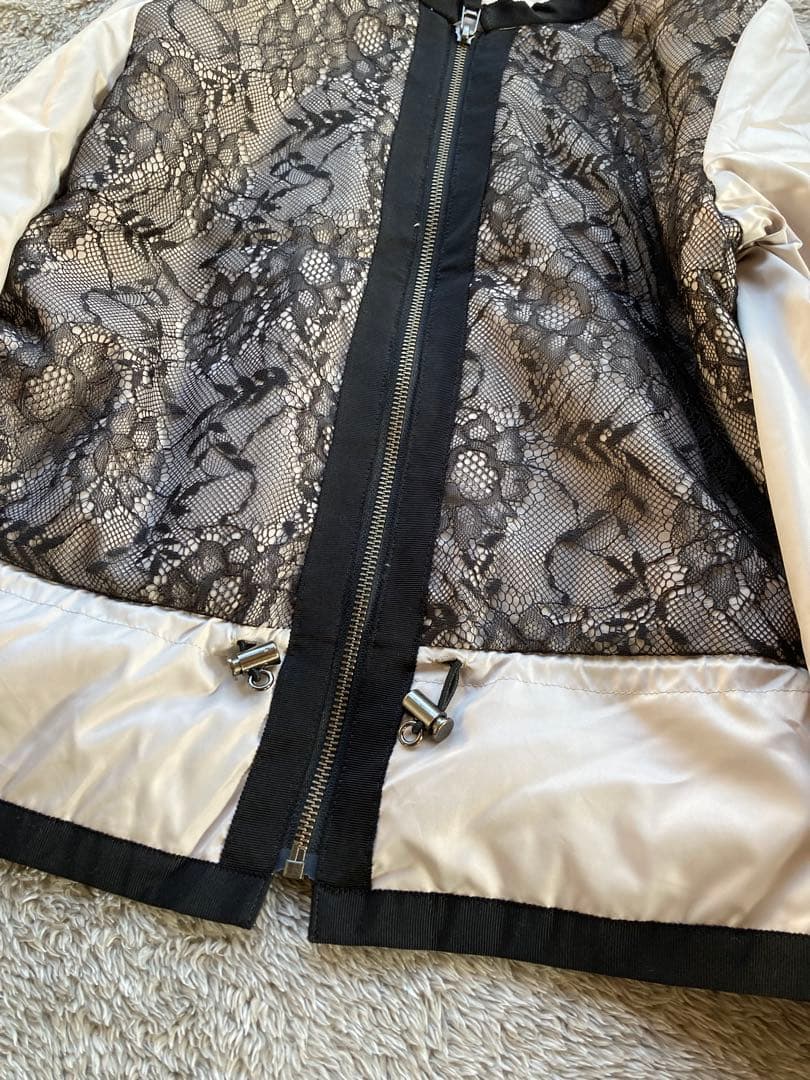 美品 LANVAN ランバン オンブルー　ショートダウン レース リバーシブル