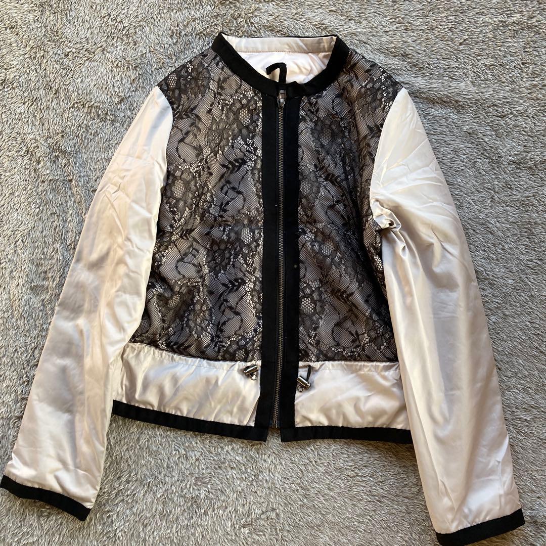 美品 LANVAN ランバン オンブルー　ショートダウン レース リバーシブル