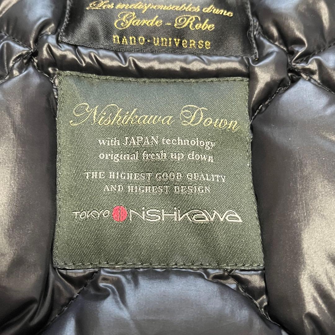 【美品】ナノユニバース　西川ダウンモッズコート　ラクーンファーブラック N3B