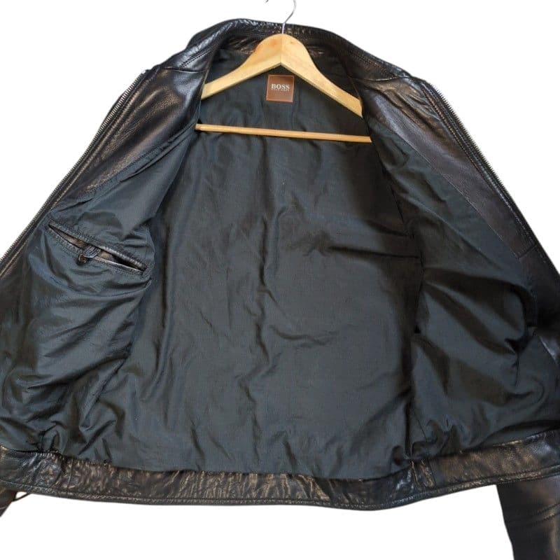２Ｌ　ヒューゴボス　レザージャケット　シングル　大きいサイズ　ラムレザー　訳あり