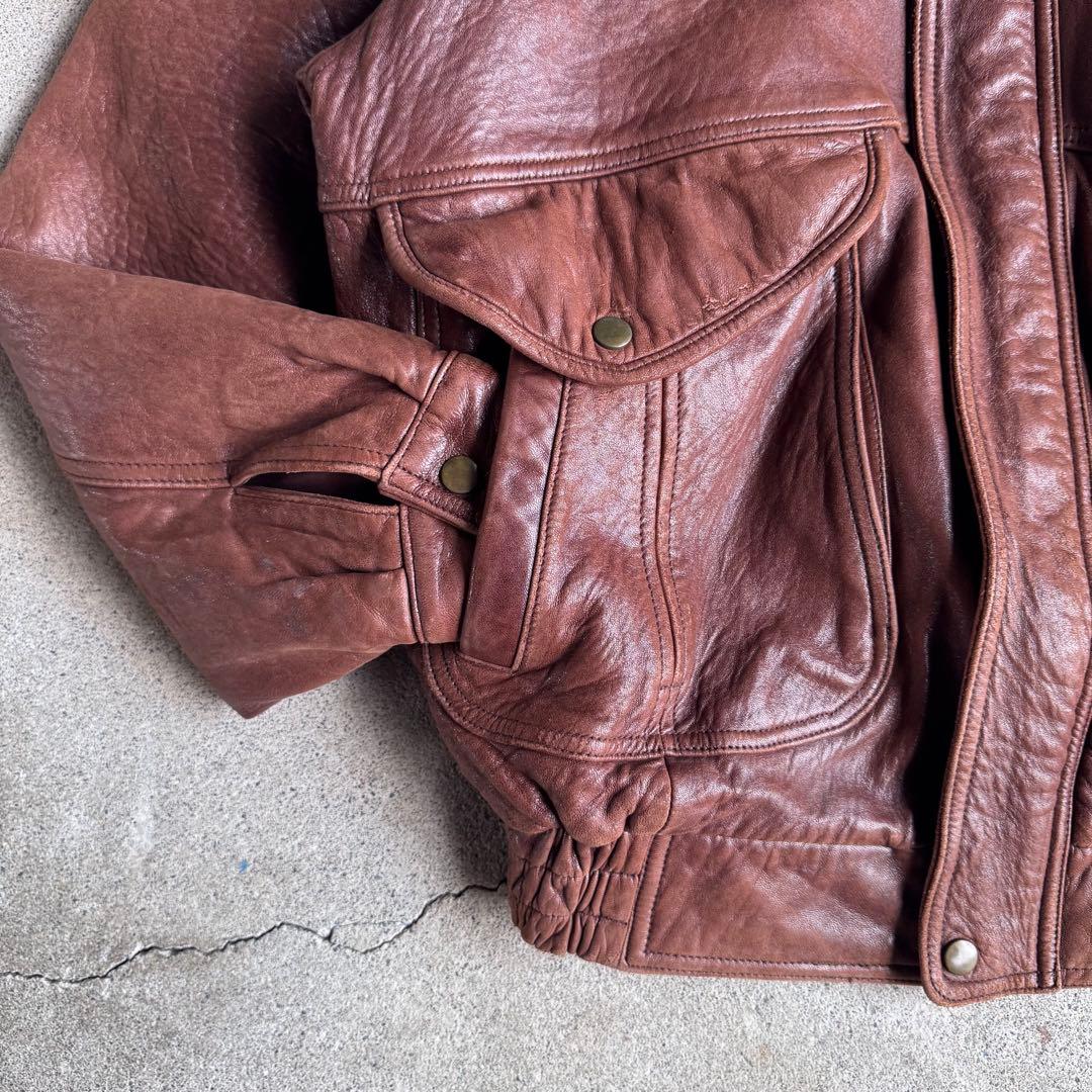 G1 type 本革 レザージャケット ビンテージ ブラウン 羊革 g-1 a2