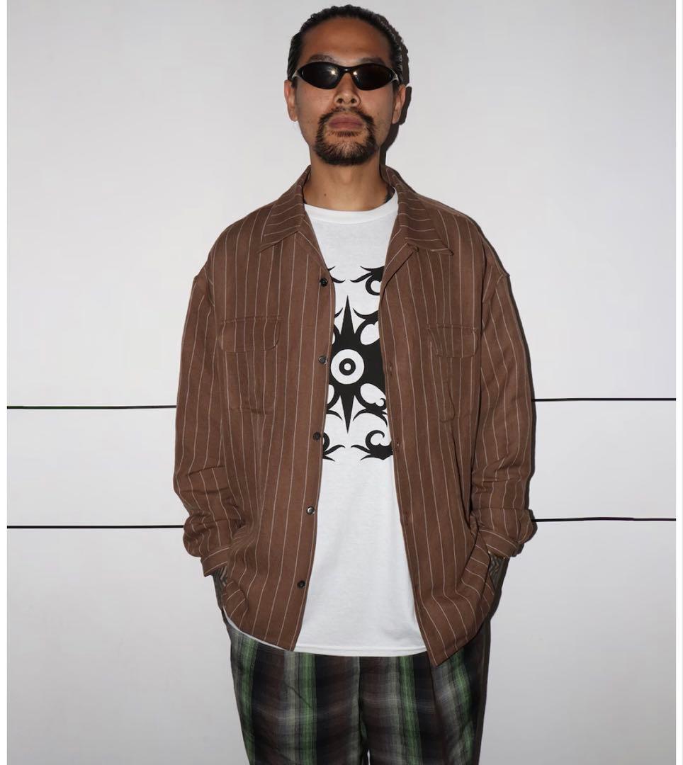 EXODUS エクソダス　ピンストライプオープンカラーシャツ　25秋冬