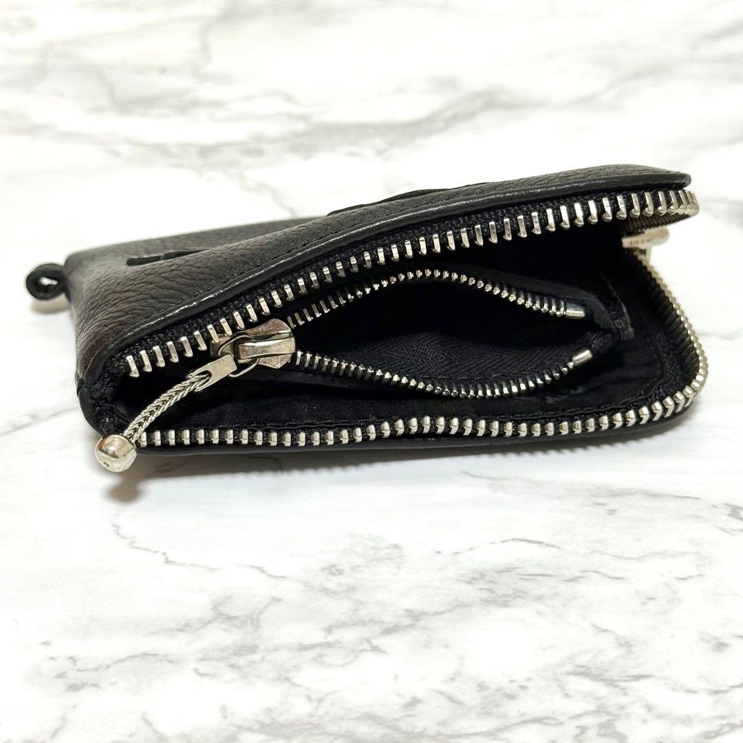 【未使用】 クロムハーツ タイニージップウォレット レザー クロスパッチ