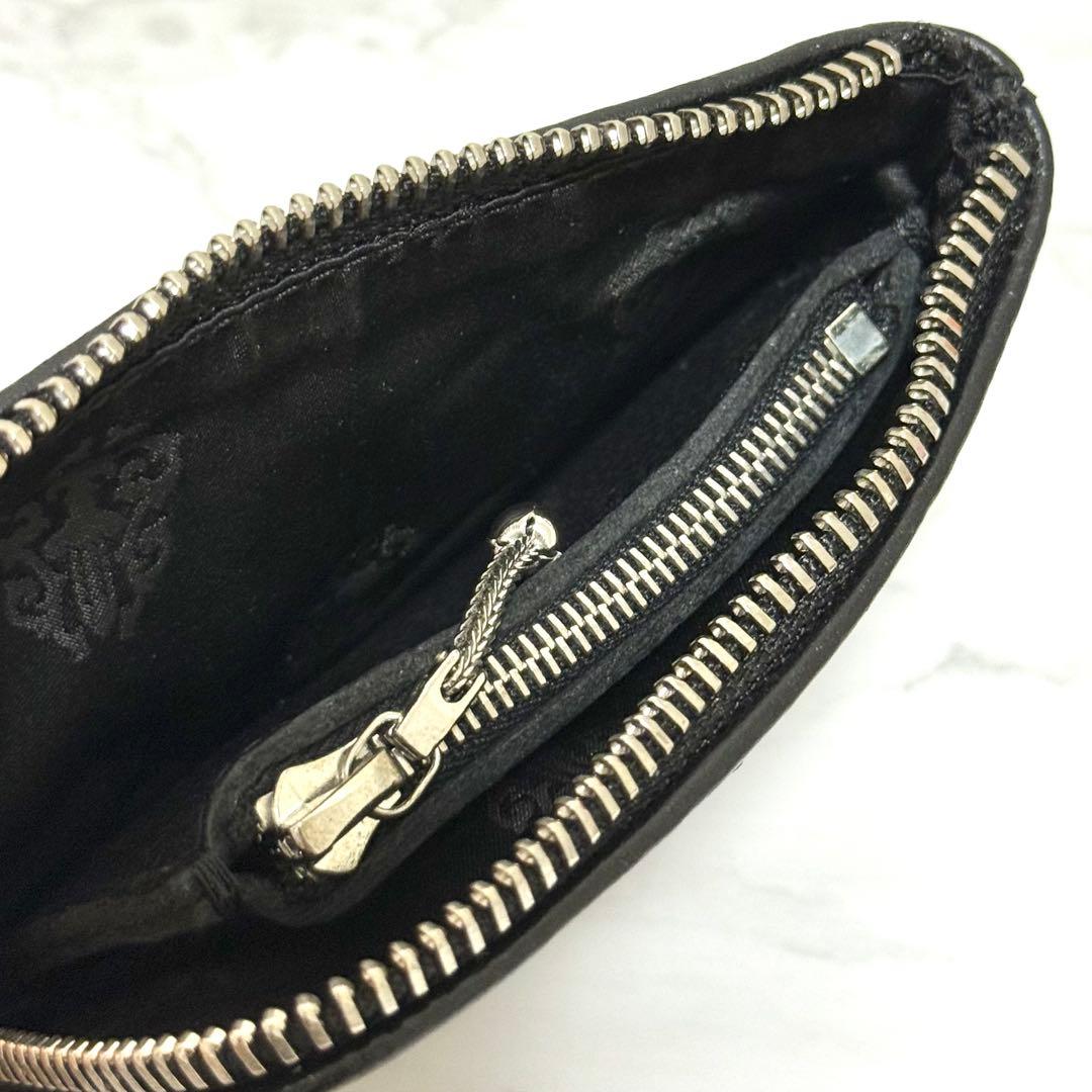 【未使用】 クロムハーツ タイニージップウォレット レザー クロスパッチ