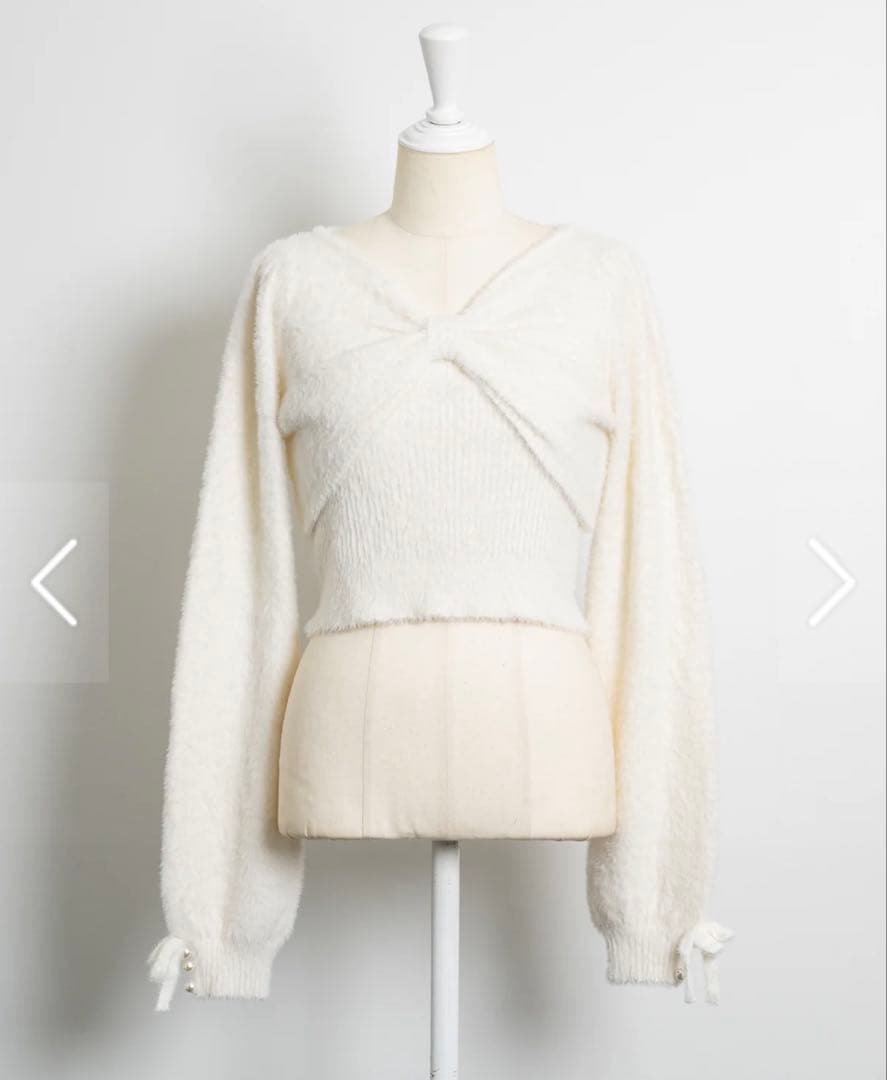 pium リボン×キャミフェザーニットセット