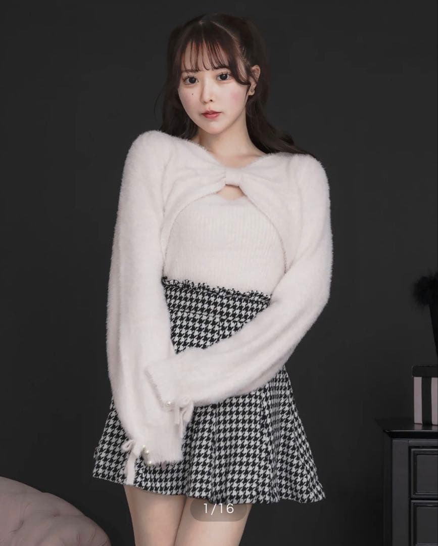 pium リボン×キャミフェザーニットセット